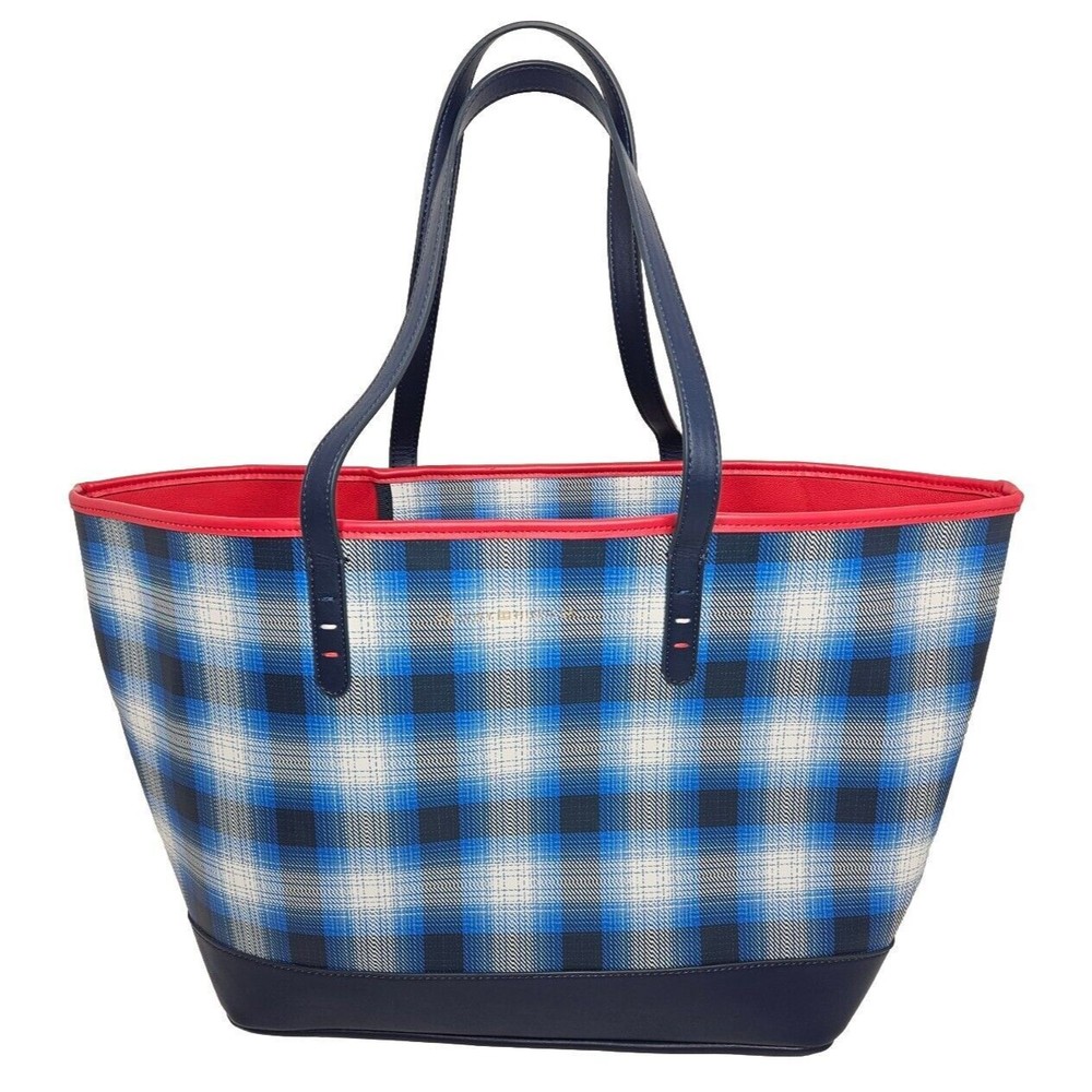 Tommy Hilfiger Kimberly Tote Blue And White Plaid Hand Bag, New With Tags *read